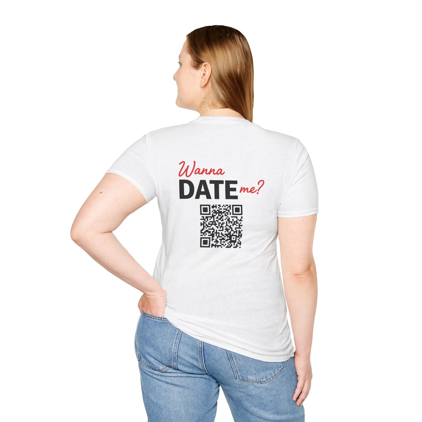 QR-Code T-Shirt personalisiert – Wanna Date Me? Dating Shirt