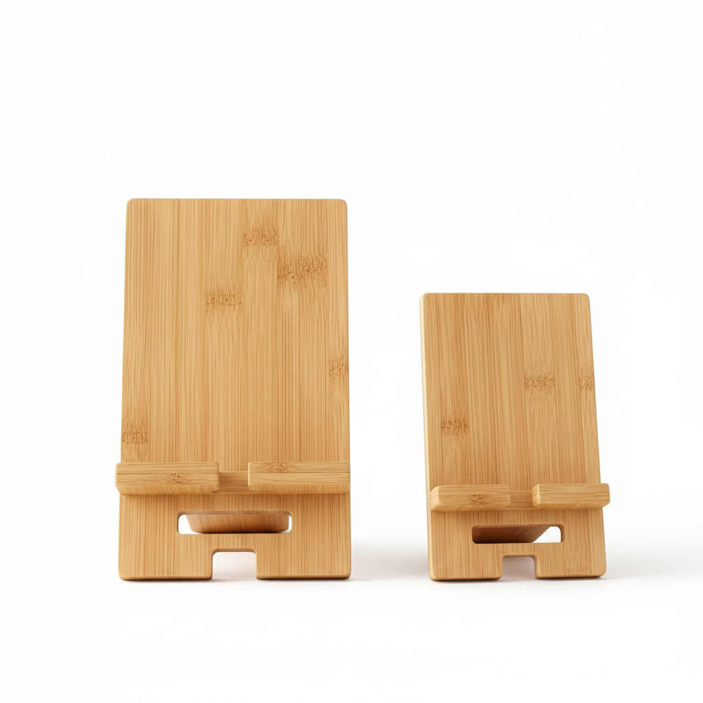 Bambus Handy Tablet Halter Set verschiedene Größen höhenverstellbar Holz Design