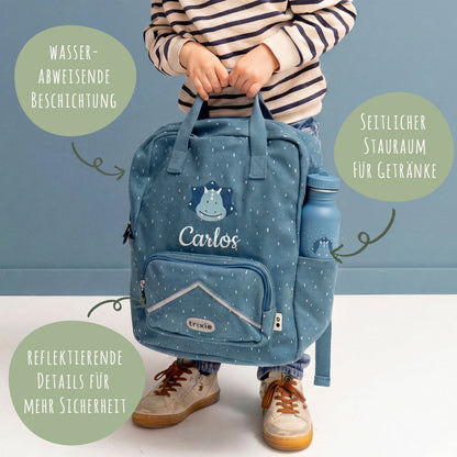 personalisiert – Rucksack mit Namen Kindergarten Schule seitlich

