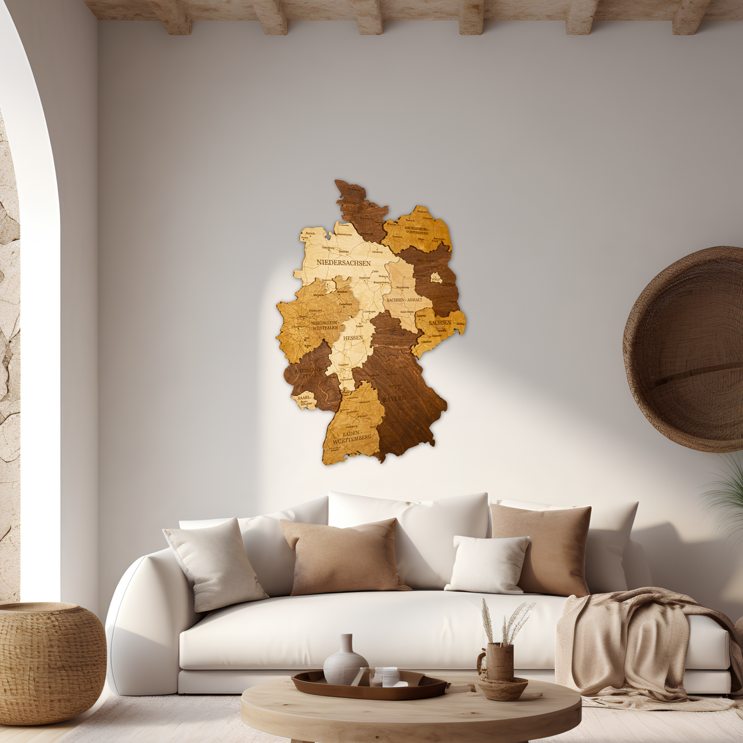 Deutschland 3D Holzkarte – Wanddeko aus Holz