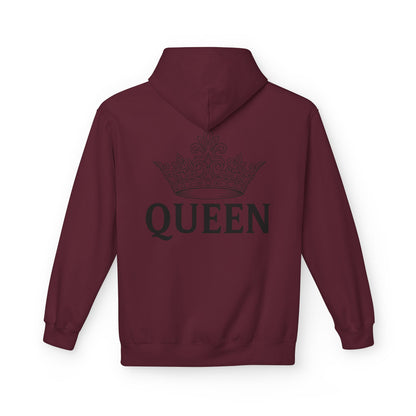 Vorderseite - Weiß/Hell): "QUEEN Partner Hoodie weiß - Pärchen Pullover für Sie mit elegantem Design"

