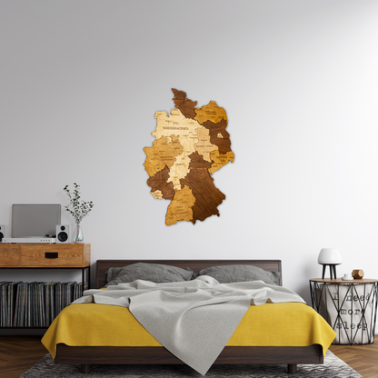 Deutschland 3D Holzkarte – Wanddeko aus Holz