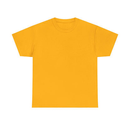 Goldfarbenes T-Shirt mit GPS-Koordinaten Rückendruck, besonderer Ort