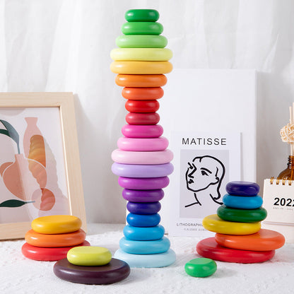 Holz Stapelsteine für Kinder – Regenbogen & Pastell ab 2 Jahren
