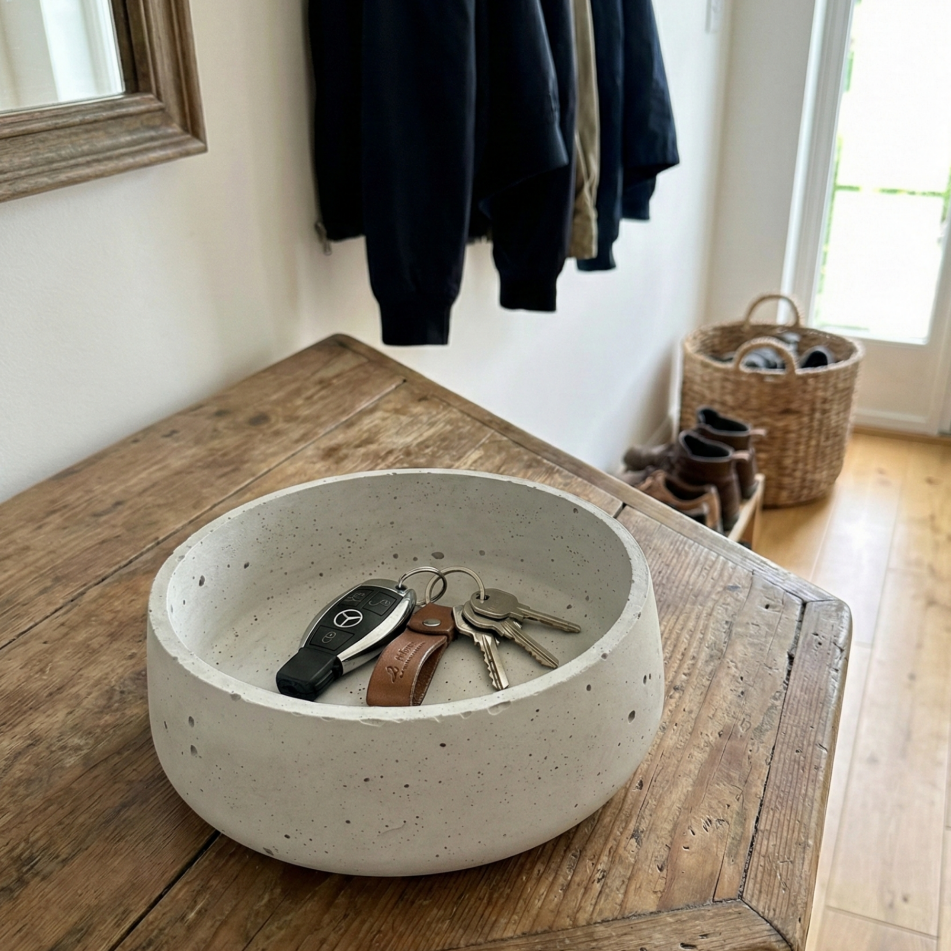 Betonschale Schwarzwald-Massiv rund handgegossen 18cm – Deko Schale Beton grau minimalistisch
