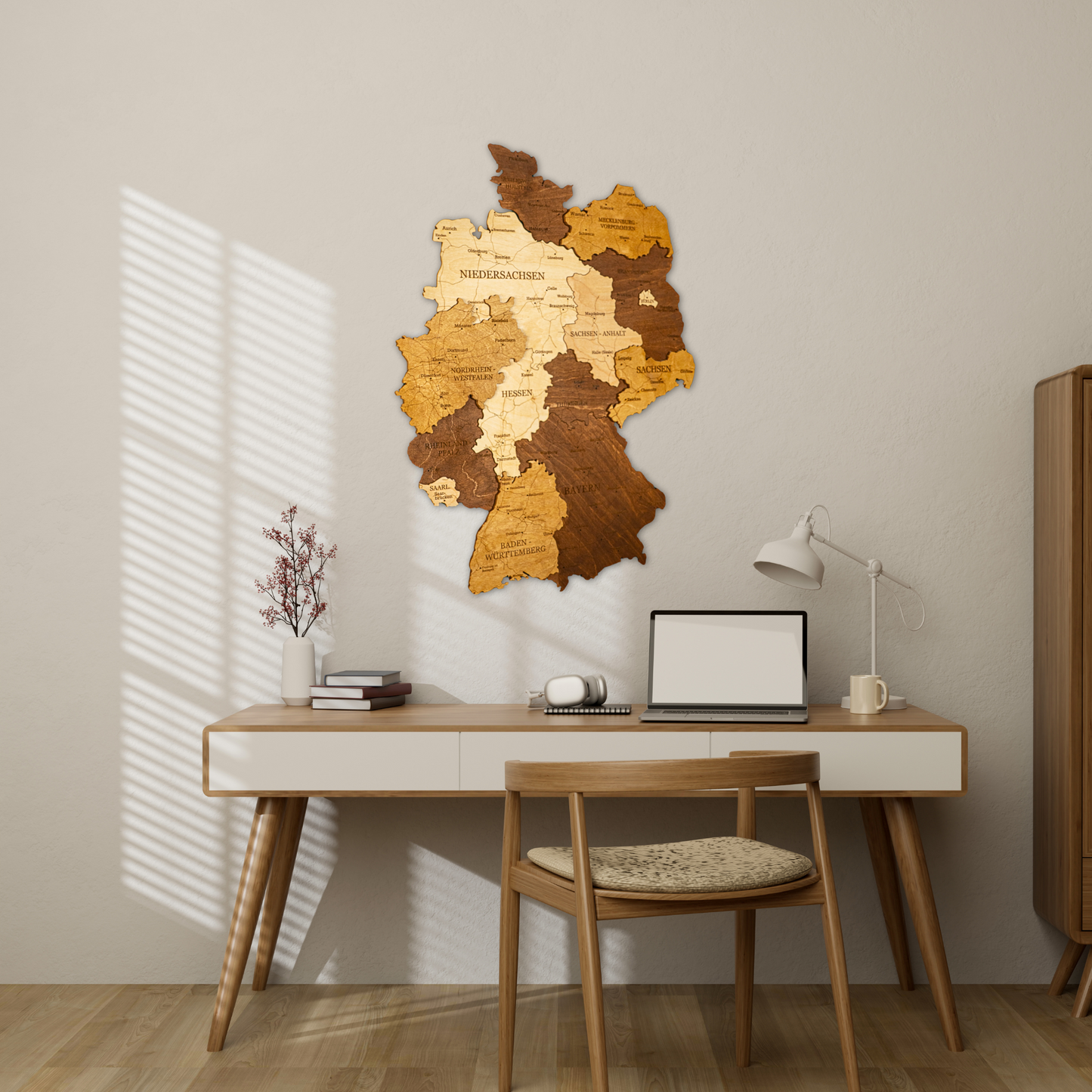 Deutschland 3D Holzkarte – Wanddeko aus Holz