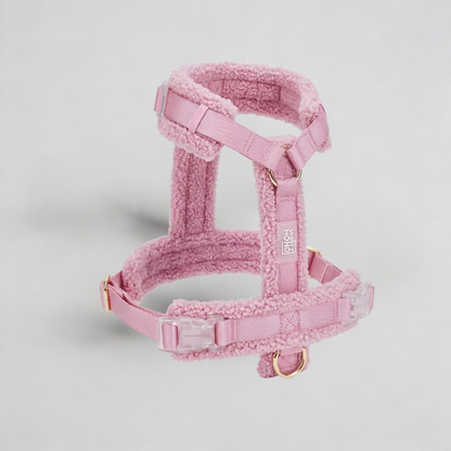 Teddy Hundegeschirr-Set Rosa mit Leine - Kuscheliges Sherpa-Materia
