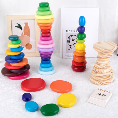Holz Stapelsteine für Kinder – Regenbogen & Pastell ab 2 Jahren