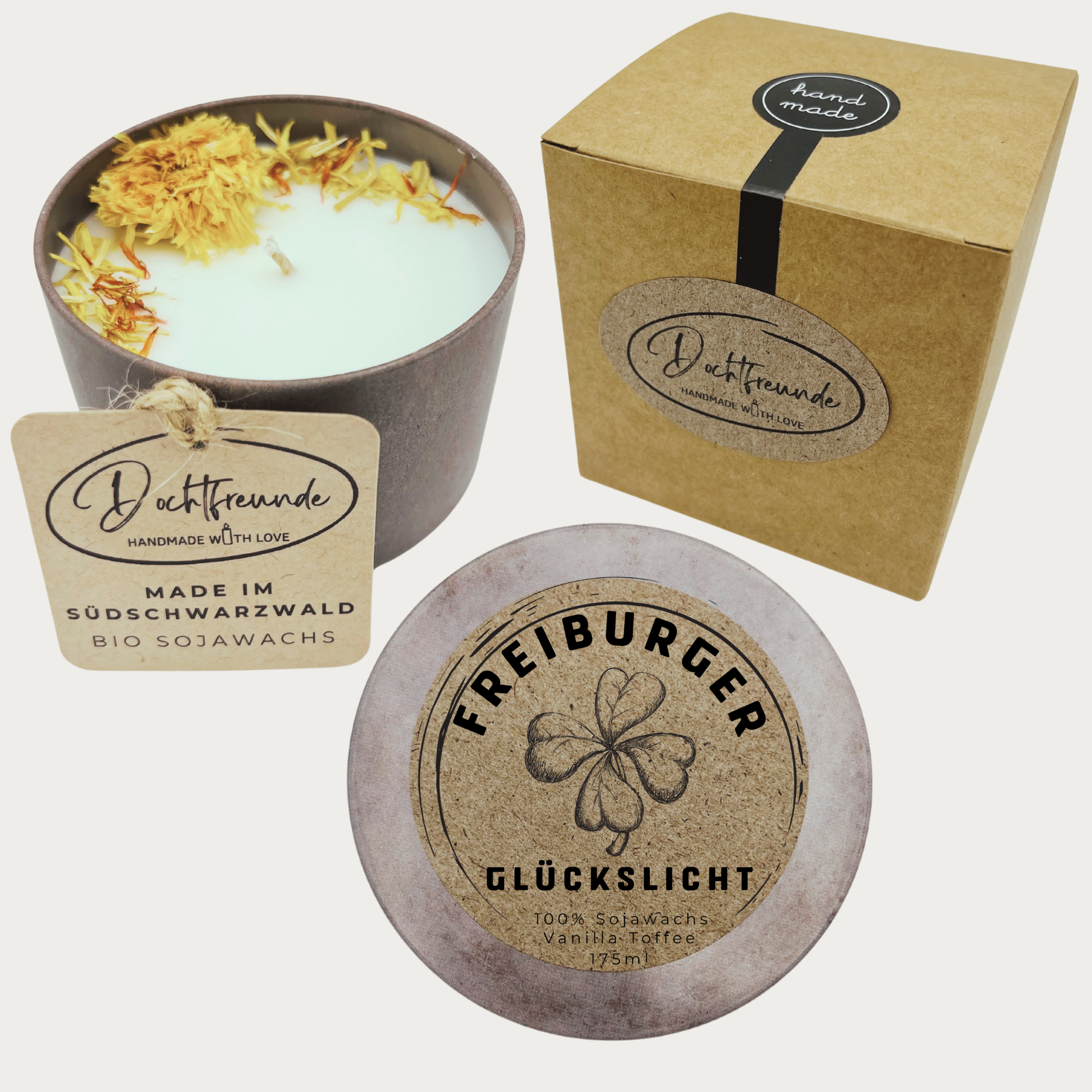 Personalisierte Duftkerze Detailansicht Label – Stadt-Design Skyline – handgegossen 100% Sojawachs

