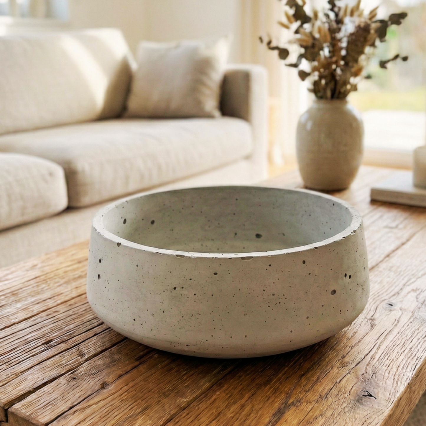 Betonschale rund grau 18cm – Deko Schale Beton Wohnzimmer – Geschenk für Frauen Männer

