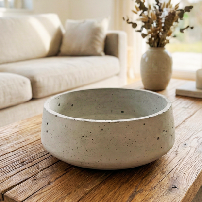 Betonschale rund grau 18cm – Deko Schale Beton Wohnzimmer – Geschenk für Frauen Männer
