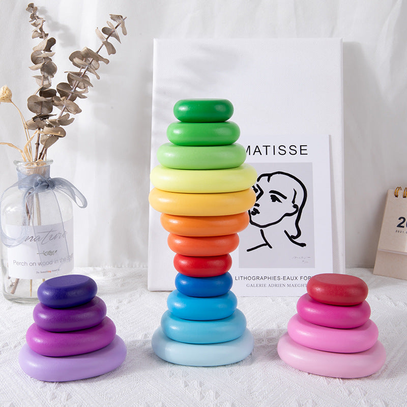 Holz Stapelsteine für Kinder – Regenbogen & Pastell ab 2 Jahren