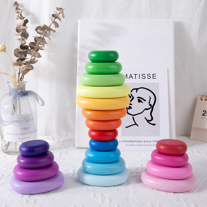 Holz Stapelsteine für Kinder – Regenbogen & Pastell ab 2 Jahren
