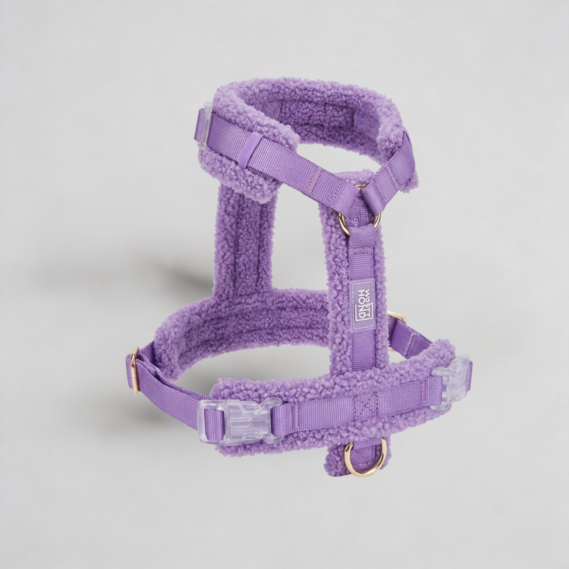 Teddy Hundegeschirr-Set Violett mit Leine - Kuscheliges Sherpa-Material