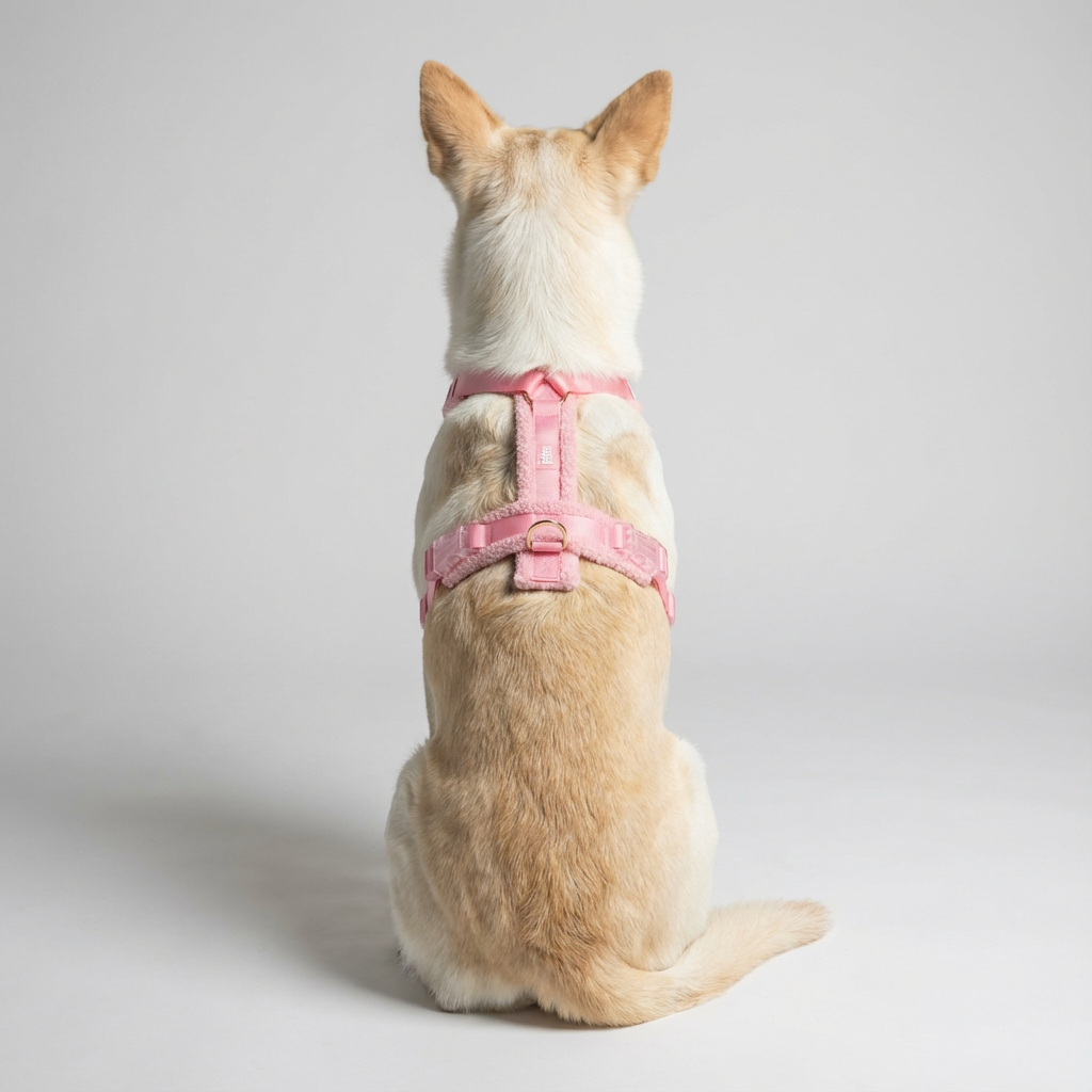 Hund mit Teddy Geschirr Rosa - Warmes Wintergeschirr mit Leine