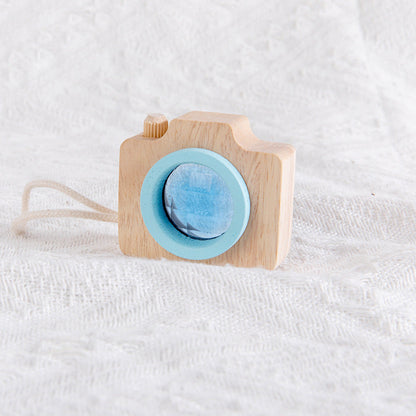 Holz Spielzeugkamera Blau – Kaleidoskop-Effekt für kreatives Rollenspiel