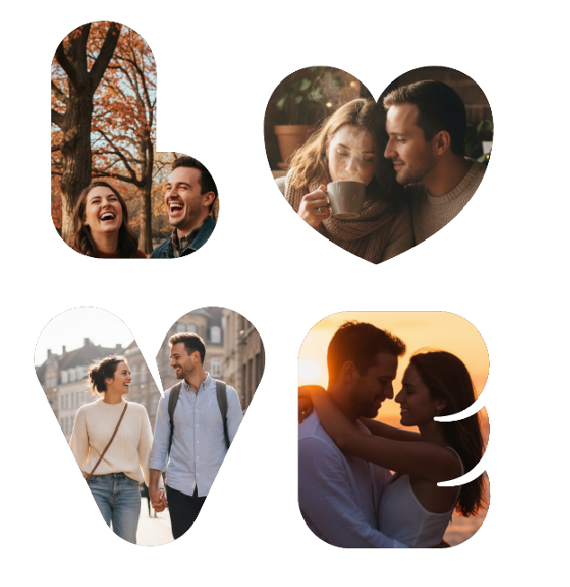 Personalisiertes T-Shirt mit 4 Herzformen und eigenen Fotos