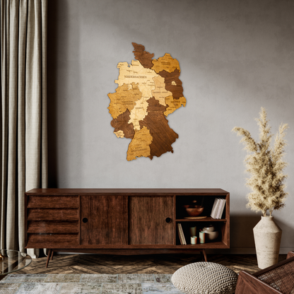 Deutschland 3D Holzkarte – Wanddeko aus Holz
