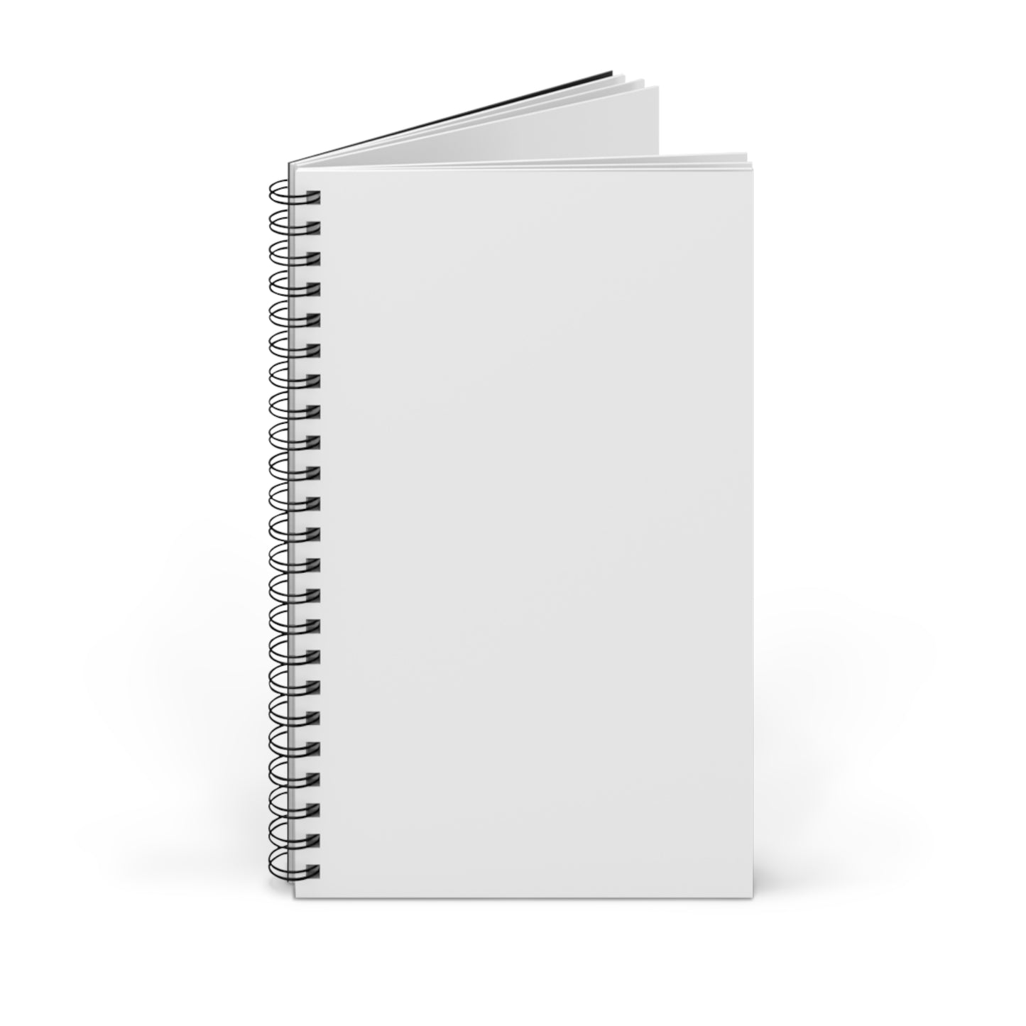 Aufgeklapptes Spiral-Notizbuch A5 zeigt linierte Seiten für Notizen und Journal