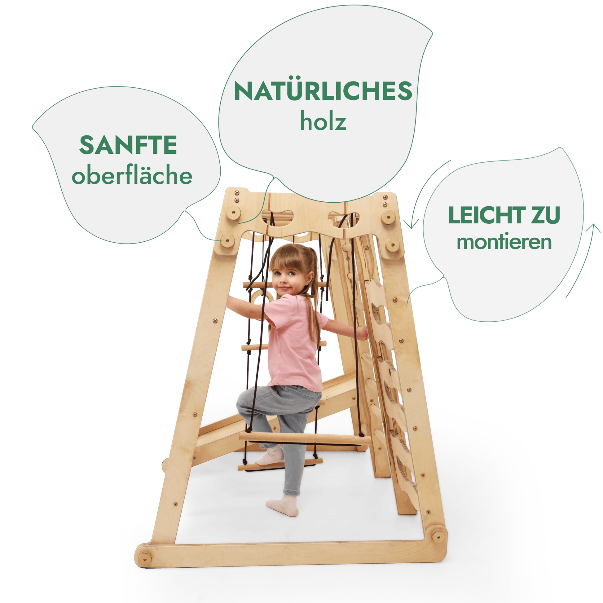  6in1 Indoor-Spielplatz aus Holz mit Schaukel, Rutsche und Klettergerüst für Kinder
