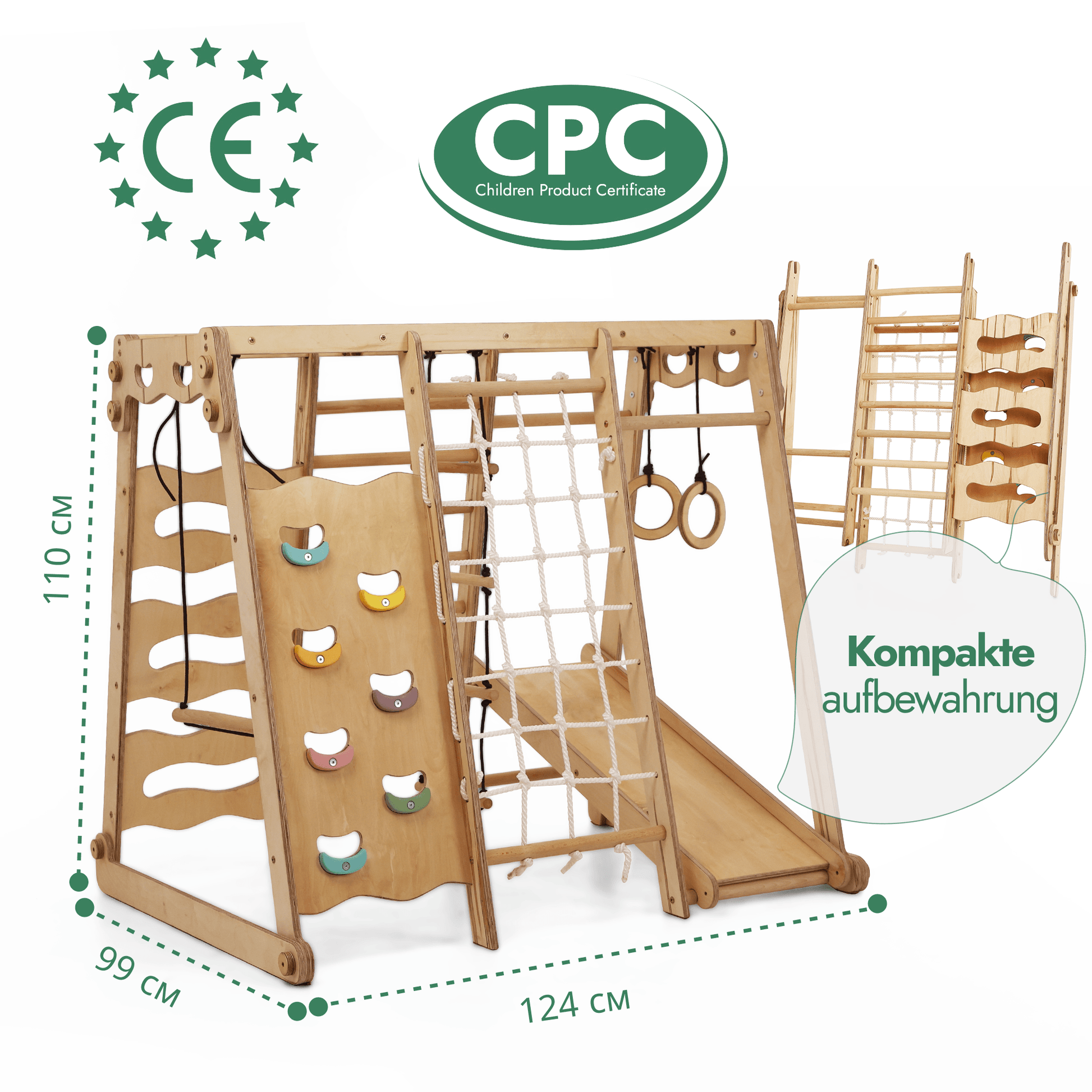  6in1 Indoor-Spielplatz aus Holz mit Schaukel, Rutsche und Klettergerüst für Kinder montessori