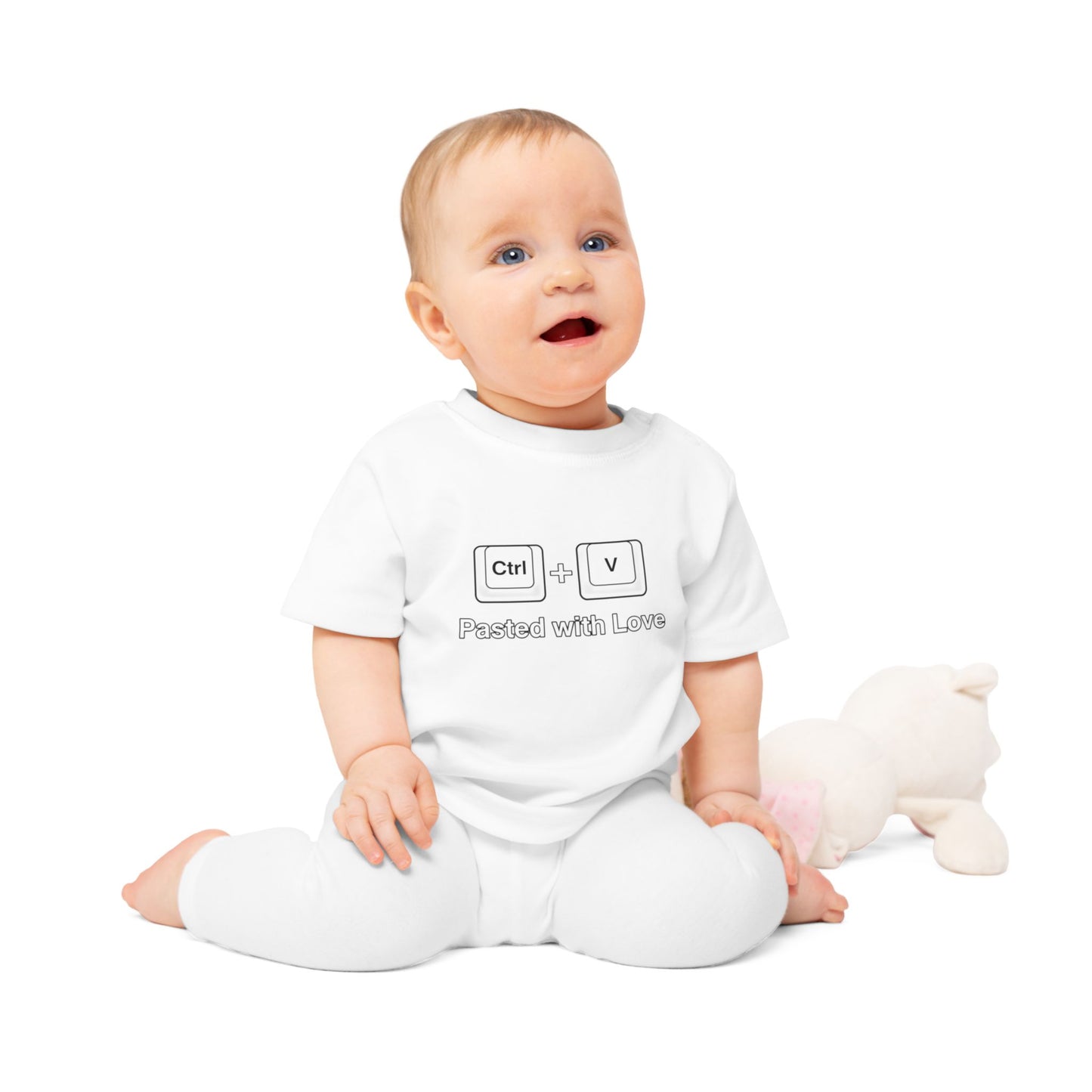 Pasted With Love Baby T-Shirt - Bio-Baumwolle Geschenk für Coder-Familien