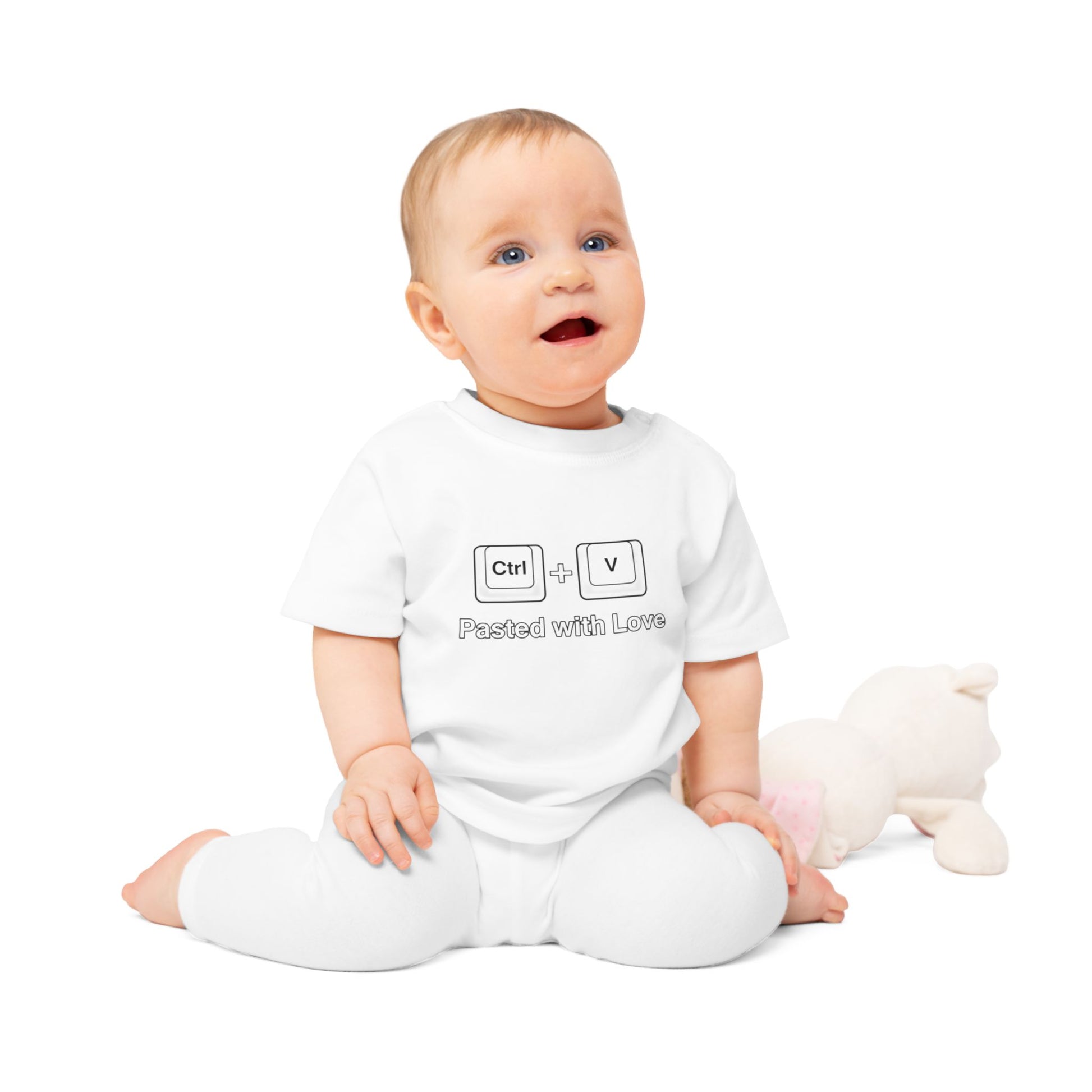 Pasted With Love Baby T-Shirt - Bio-Baumwolle Geschenk für Coder-Familien