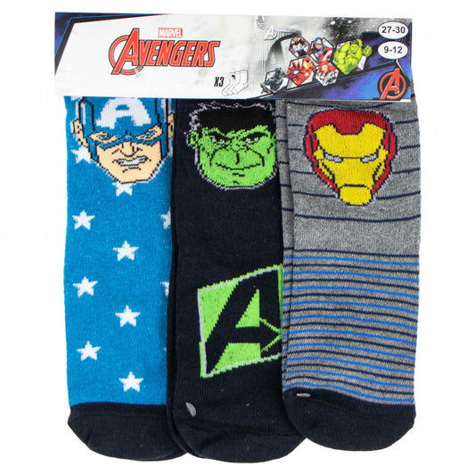 Marvel Avengers Kindersocken 3 Paar – Iron Man Hulk Captain America – Kindergeschenk Unisex Größen 23-34
