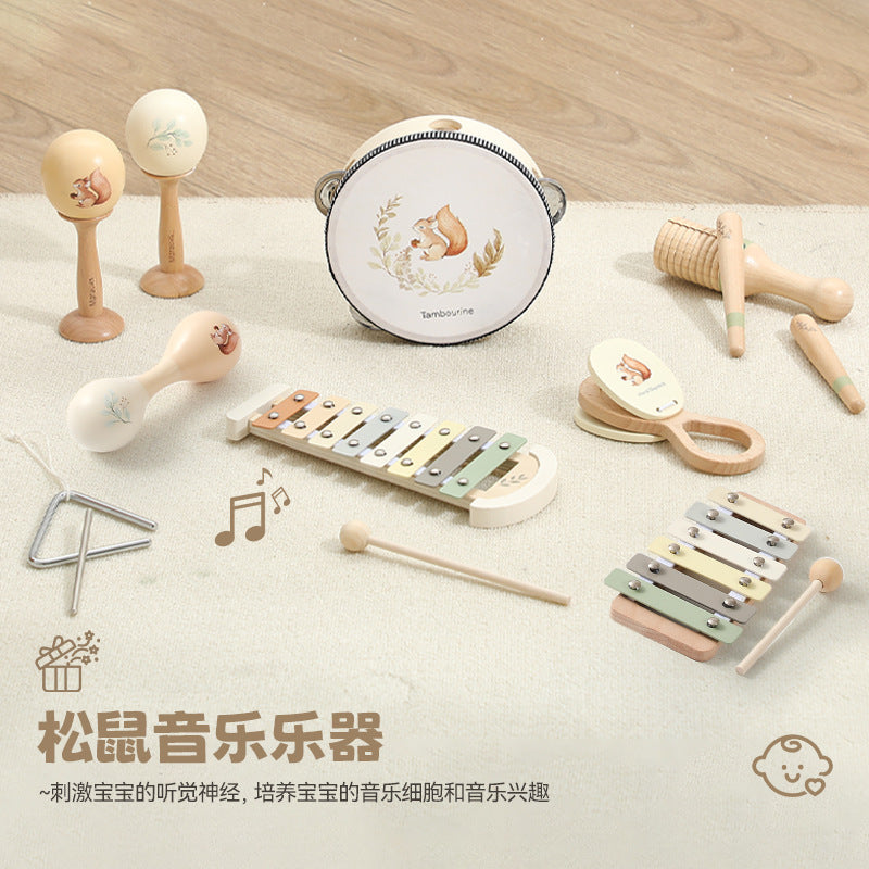 Holz Musikinstrument-Set Eichhörnchen – Montessori ab 12 Monaten