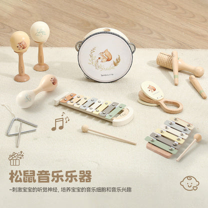 Holz Musikinstrument-Set Eichhörnchen – Montessori ab 12 Monaten