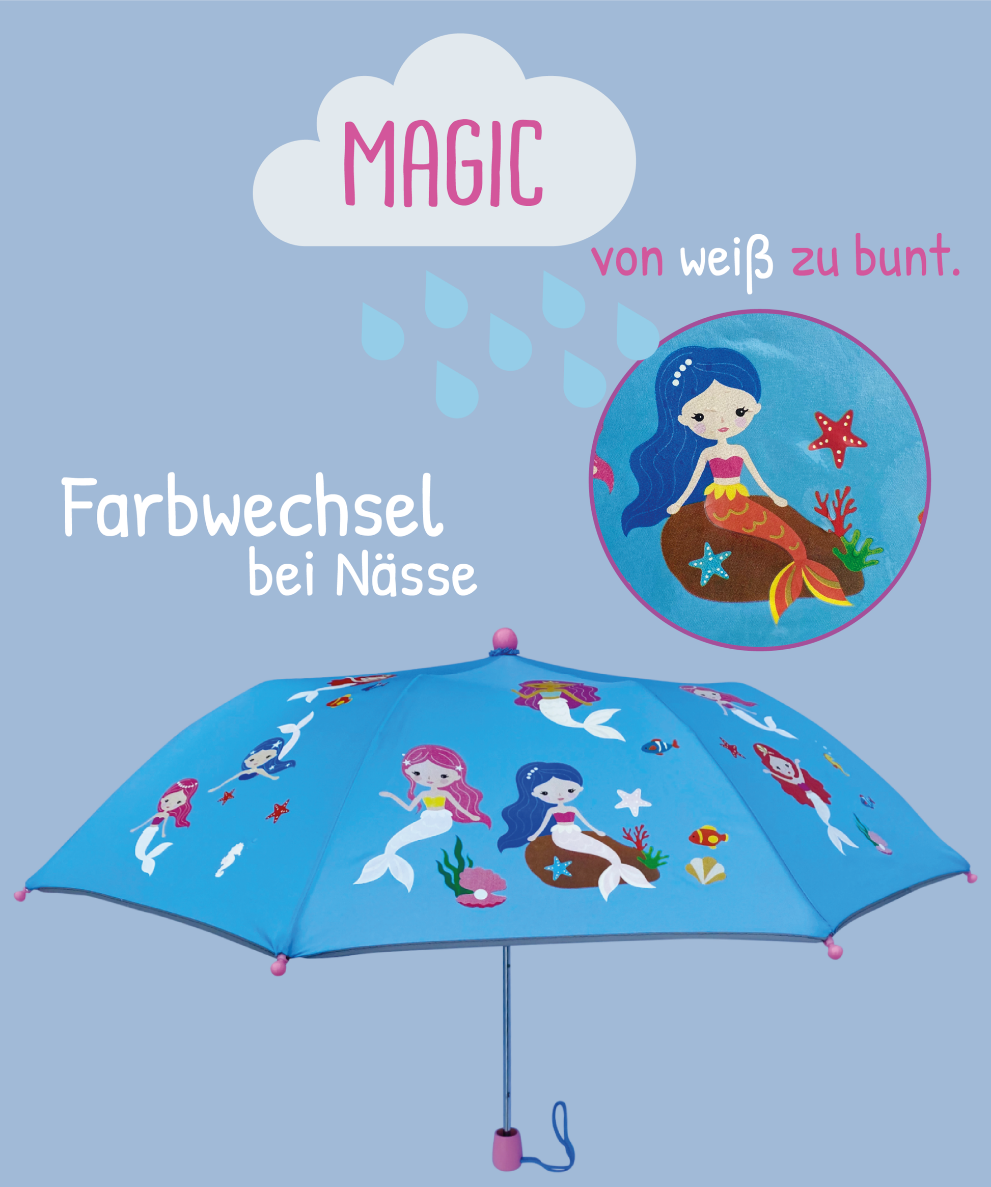 Kinder Regenschirm Meerjungfrau mit Magic-Effekt