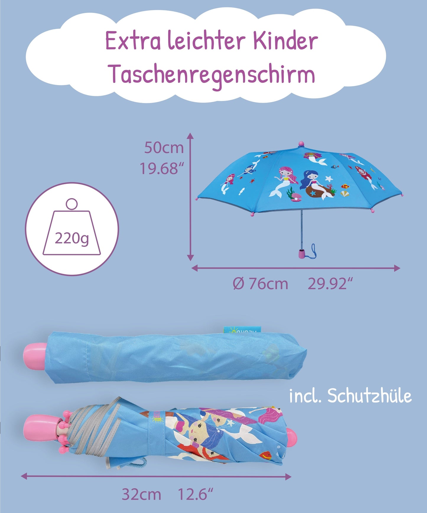 Regenschirm Meerjungfrau Motiv, 3D-Effekt bei Nässe