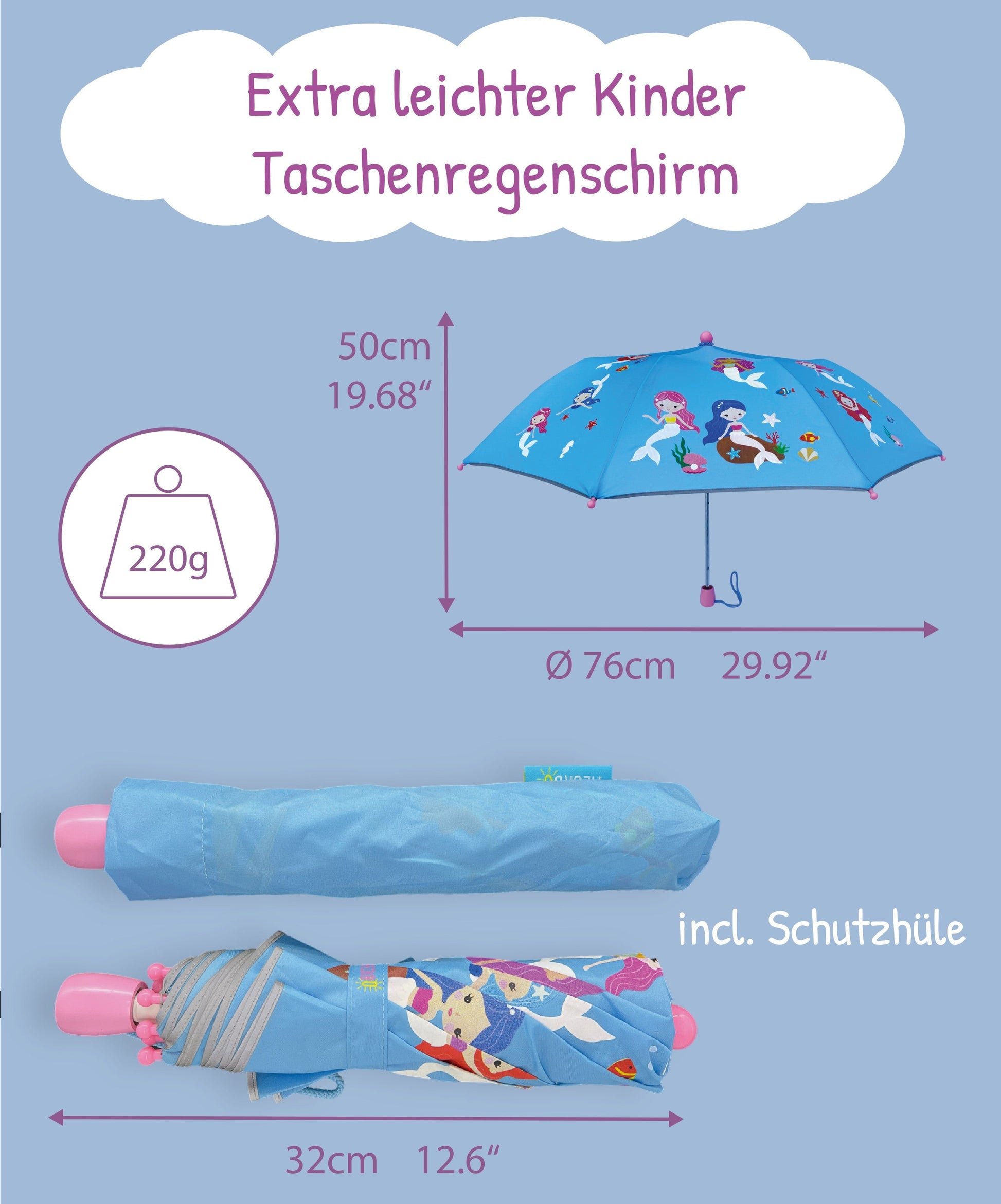 Regenschirm Meerjungfrau Motiv, 3D-Effekt bei Nässe
