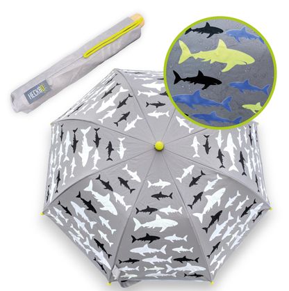 Kinder Regenschirm mit Hai-Motiv und 3D-Effekt, Magic Regenschirm für Kinder