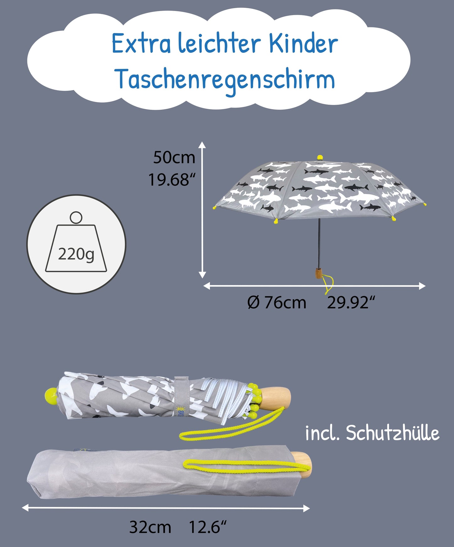 Kinder Regenschirm Hai – Magic Regenschirm mit 3D-Effekt