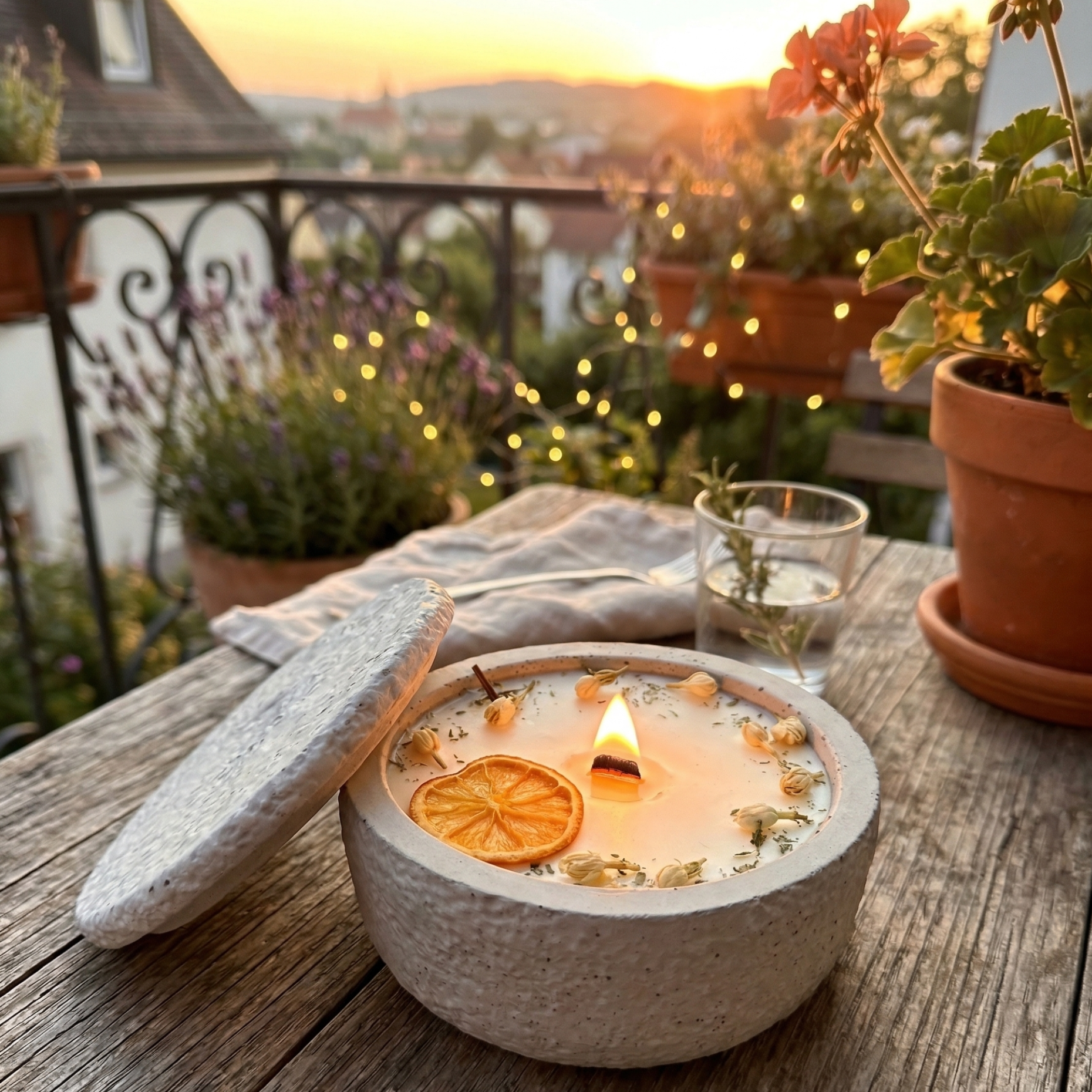 Betonkerze Citronella Set Varianten – Grau Anthrazit – Sojawachs Holzdocht nachhaltig vegan

