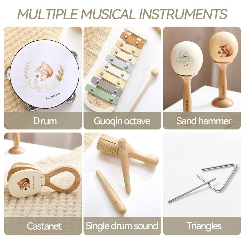 Holz Musikinstrument-Set Eichhörnchen – Montessori ab 12 Monaten