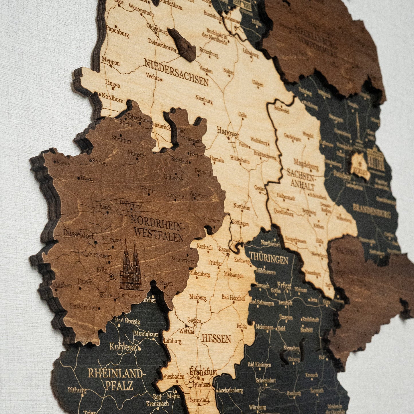 Deutschland 3D Holzkarte – Wanddeko aus Holz