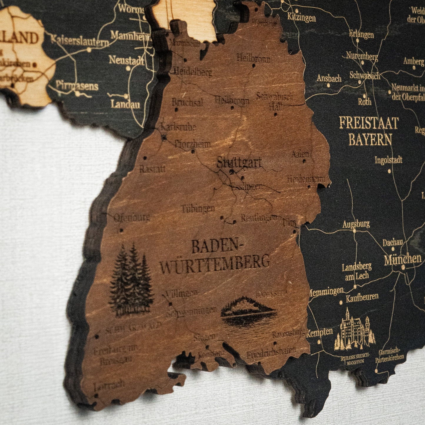 Deutschland 3D Holzkarte – Wanddeko aus Holz