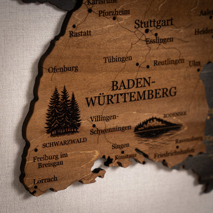 Deutschland 3D Holzkarte – Wanddeko aus Holz