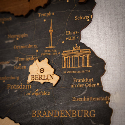 Deutschland 3D Holzkarte – Wanddeko aus Holz