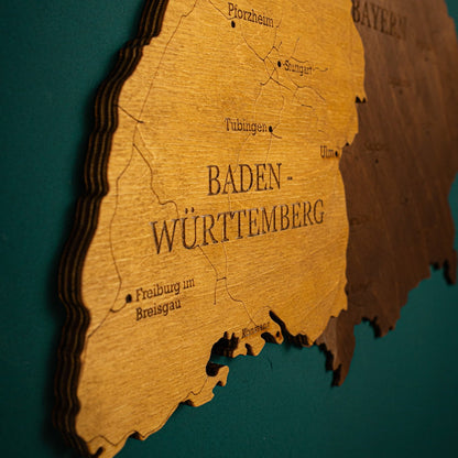 Deutschland 3D Holzkarte – Wanddeko aus Holz