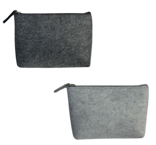 Große Filztasche in Schwarz und Grau, personalisierbare Kosmetiktasche
