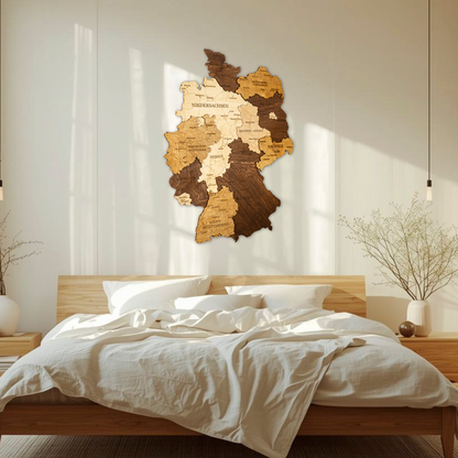 Deutschland 3D Holzkarte – Wanddeko aus Holz