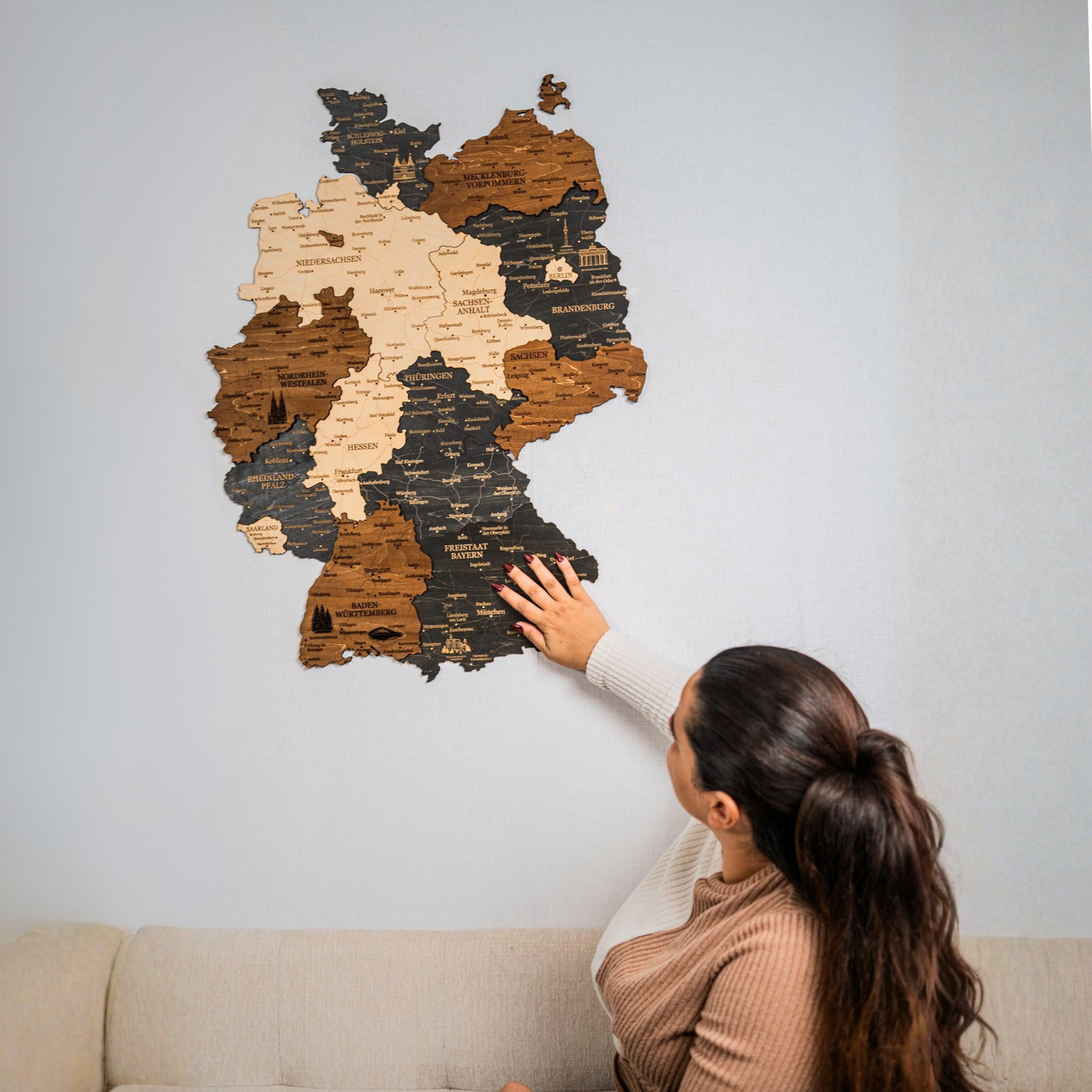 Deutschland 3D Holzkarte – Wanddeko aus Holz
