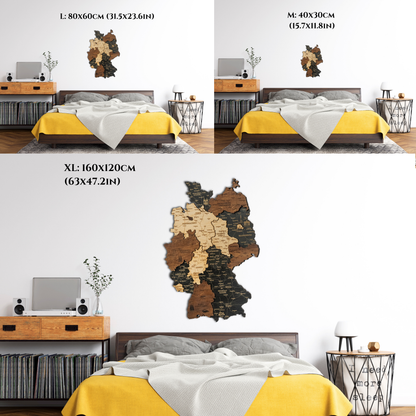 Deutschland 3D Holzkarte – Wanddeko aus Holz