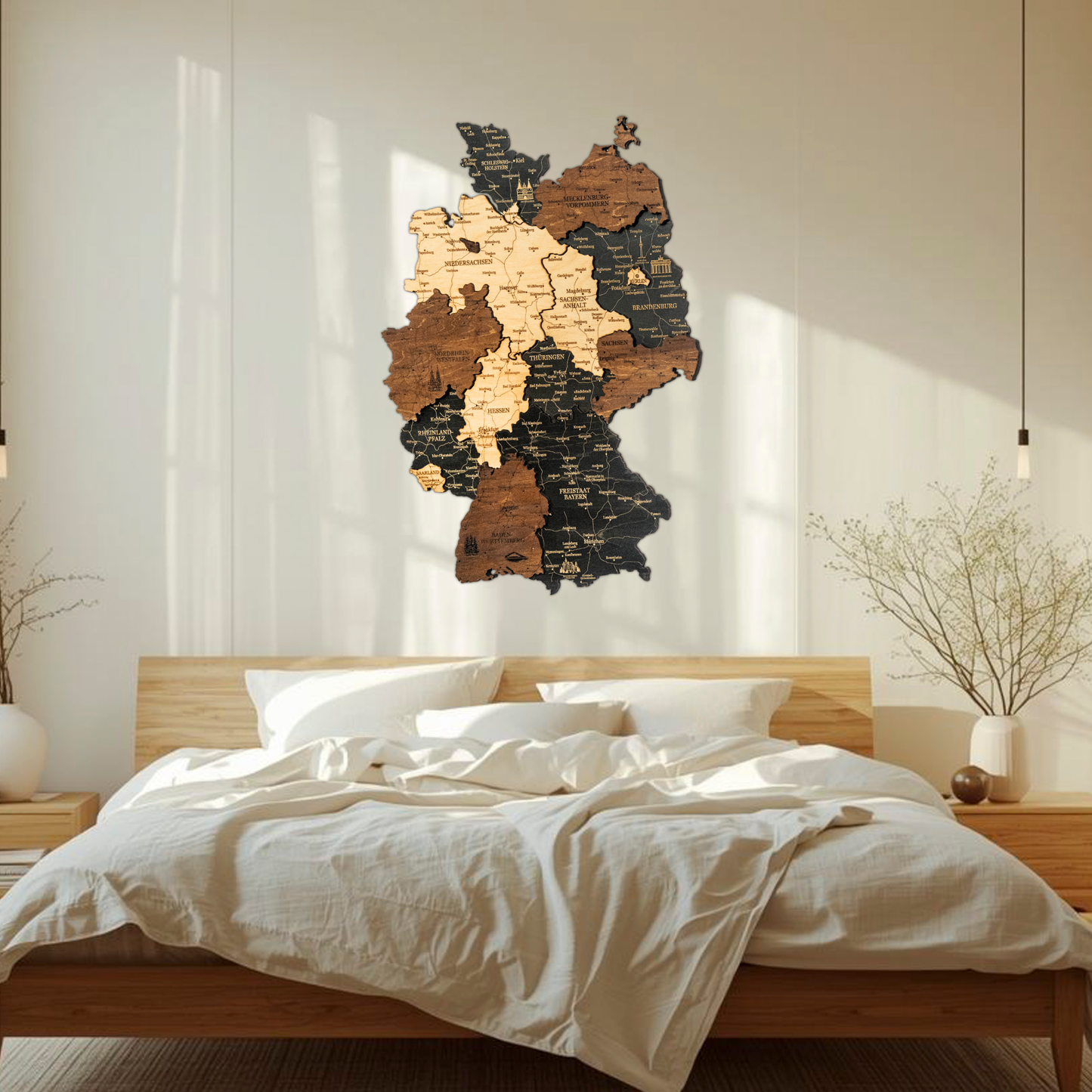 Deutschland 3D Holzkarte – Wanddeko aus Holz