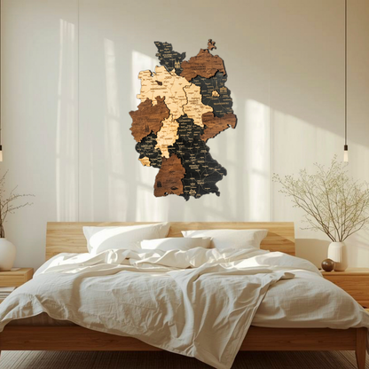Deutschland 3D Holzkarte – Wanddeko aus Holz