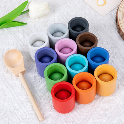 Montessori Holz-Ball-Zuordnungsspiel – 12 Farben ab 3 Jahren