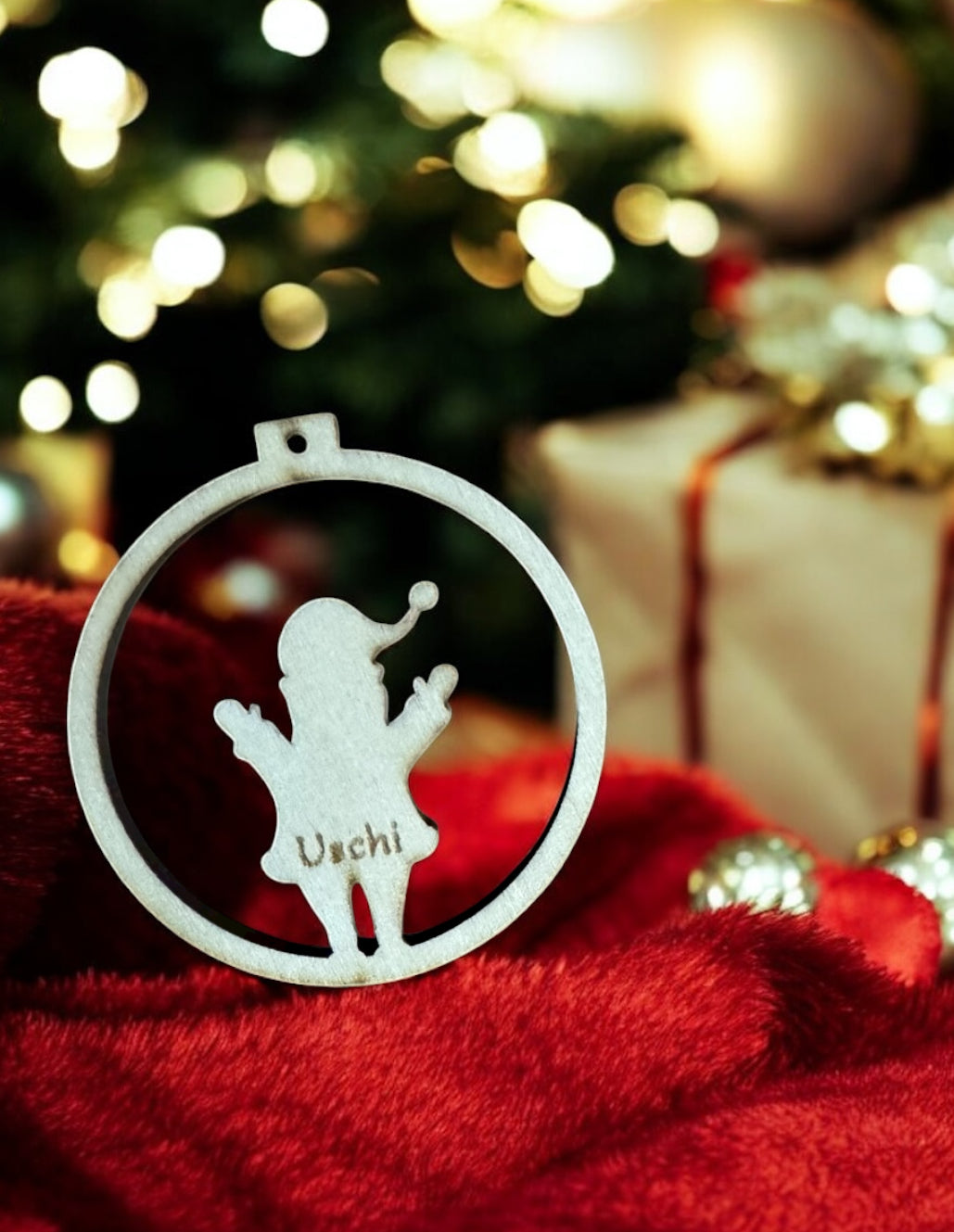 Personalisierbare Weihnachtsanhänger aus Holz